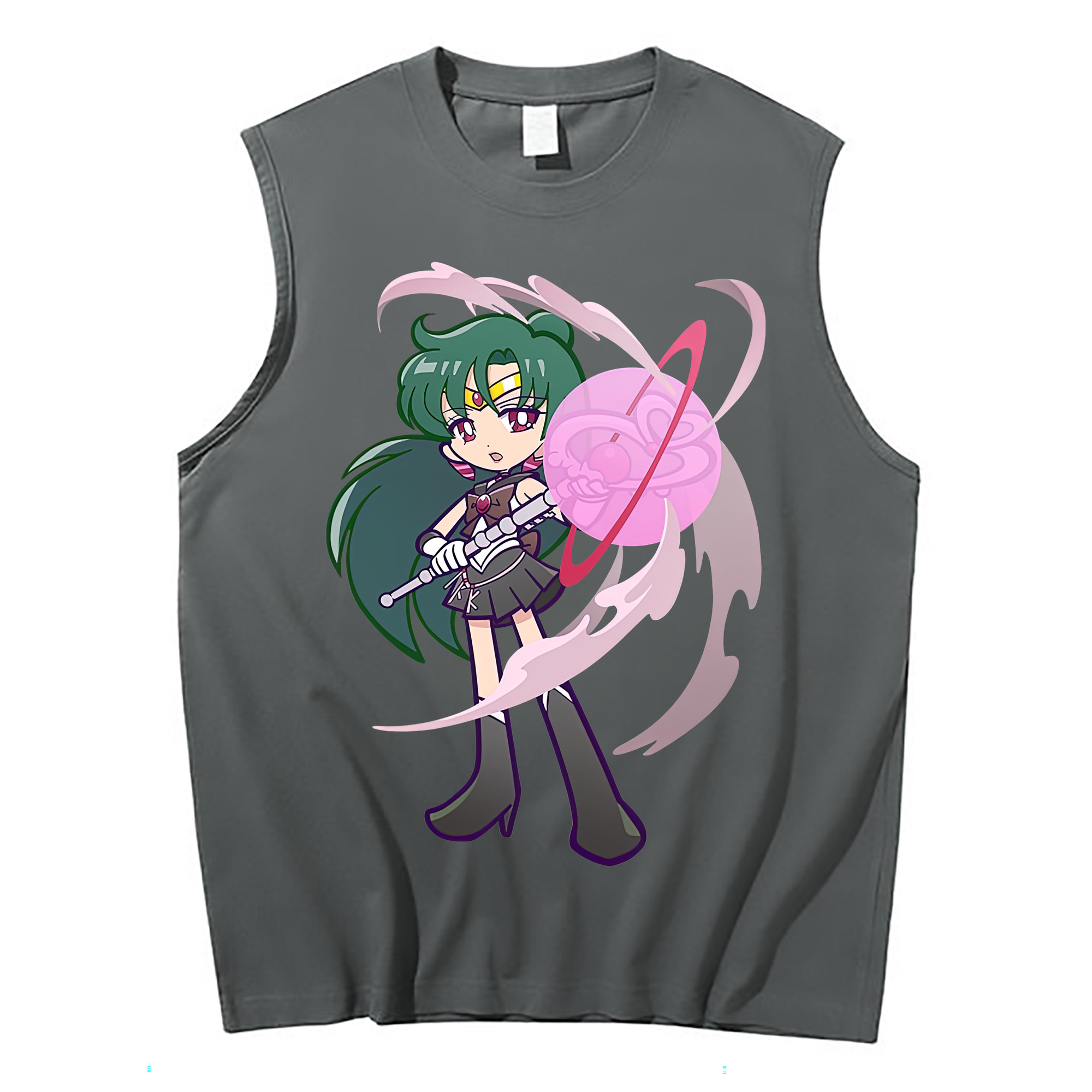 （画像用） 美少女戦士セーラームーン 冥王せつな Sailor Moon Meiou Setsuna コットン100％タンクトップ（フロントプリント）